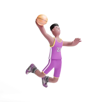 a basketball player is jumping in the air