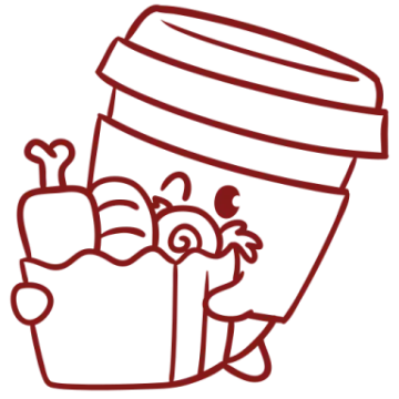 a cup filled with fruit and vegetables