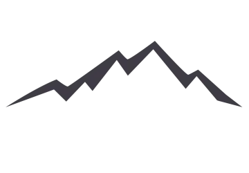 a black and white mountain icon