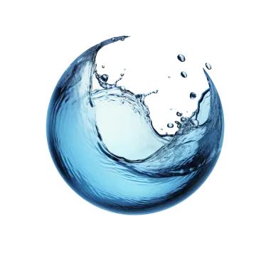 a blue water ball on a white background