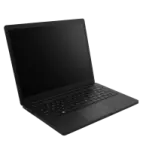 a black laptop computer on a white background
