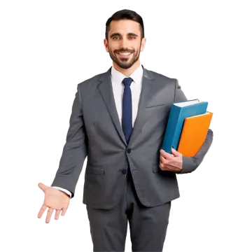 a man in a suit and tie holding a book