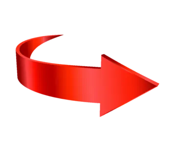 a red ribbon with an arrow pointing up