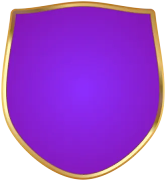 a purple shield with gold trim