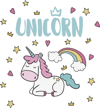a unicorn with the word unicorn on it