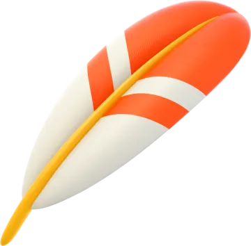 an orange and white surfboard on a white background