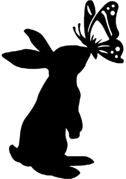 a black and white silhouette of a rabbit