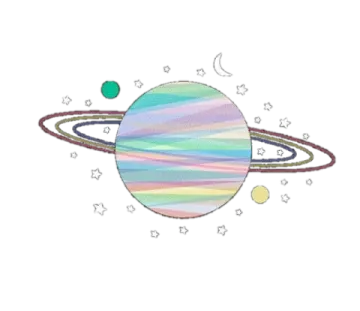a drawing of saturn with planets and stars