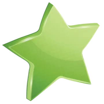 a green star with a white background