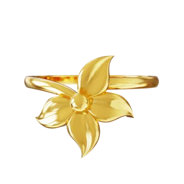 a gold flower ring on a white background
