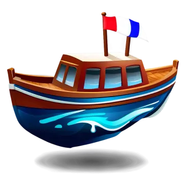 a boat with a flag on top of it