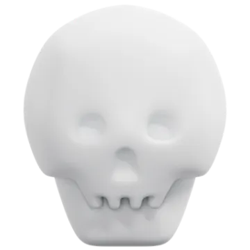 a white skull head with one eye open