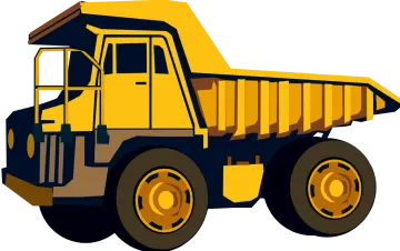 a yellow dump truck