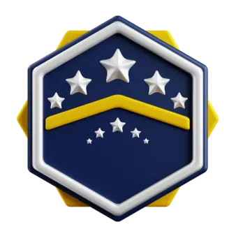 a badge with five stars on it