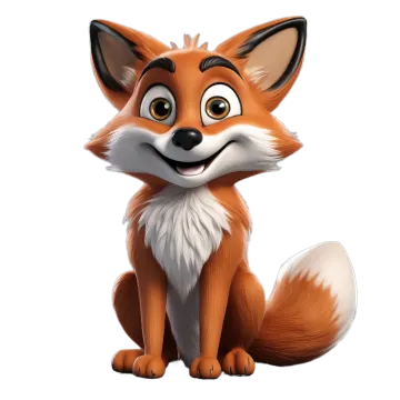 a cartoon fox sitting on the ground