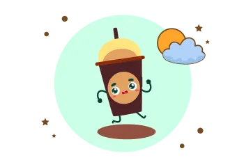 an illustration of a cup of coffee and a cloud