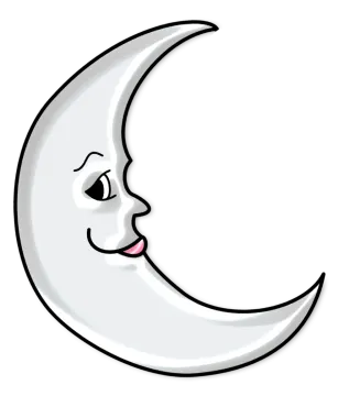 a cartoon moon with a smiling face