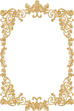 an ornate gold frame with a white background