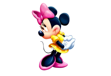 a minnie mouse with pink hair and yellow shirt
