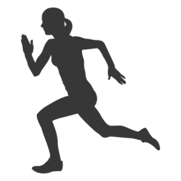 a silhouette of a woman running