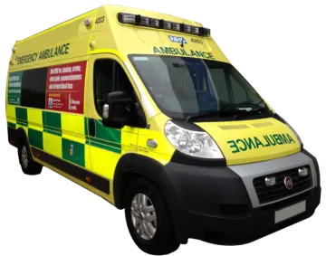 an ambulance van with the words ambulance on it