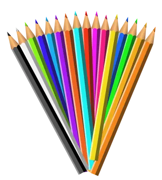 a bunch of colored pencils
