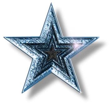 a blue and white star on a white background