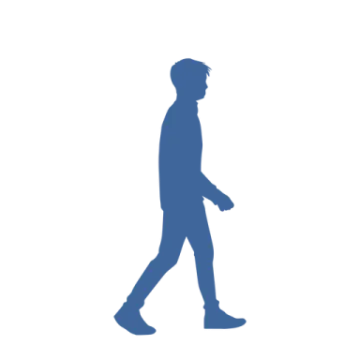 a silhouette of a man walking