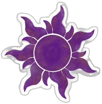 a purple sun sticker on a white background