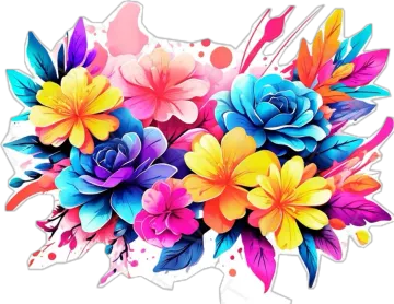 a bunch of colorful flowers on a white background