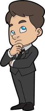 a man in a suit with his hand on his chin
