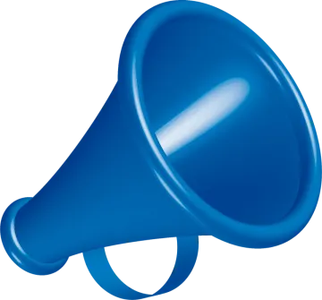 a blue megaphone on a white background