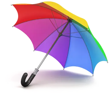 a rainbow colored umbrella on a white background