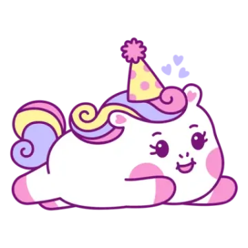 a cartoon unicorn with a party hat