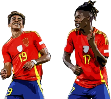 two soccer players in red and yellow uniforms