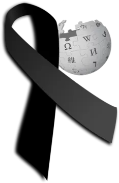 a black ribbon with a globe in the background