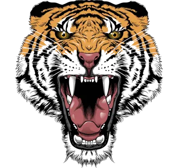 the head of a tiger with an open mouth