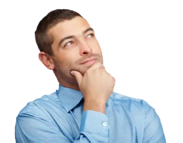a man looking up at the sky with his hand on his chin