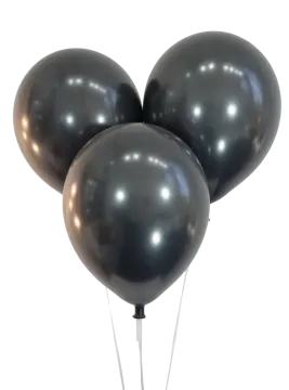 a bunch of black balloons on a stick