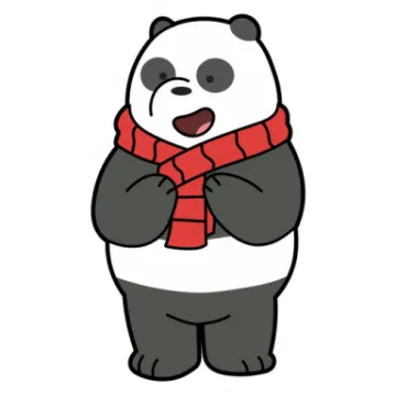 a cartoon panda bear wearing a red scarf