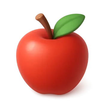 red apple with green leaf