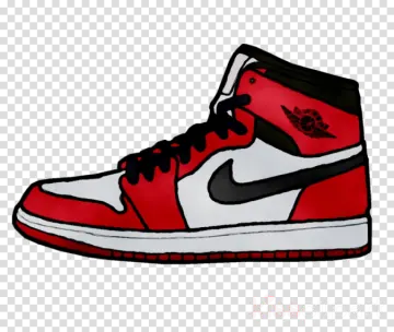 a pair of red and white sneakers
