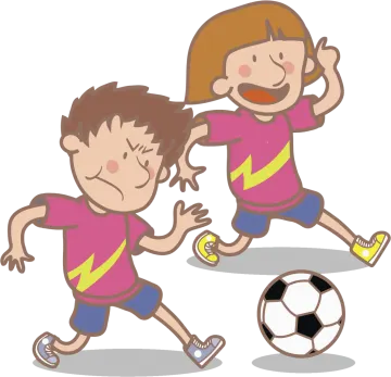 a boy and girl playing soccer