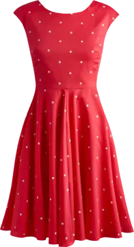 a red dress with white hearts on it