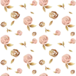 a white background with pink roses and leaves