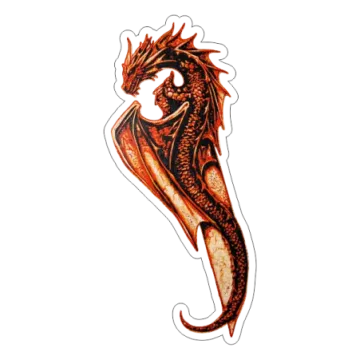 a sticker of a red and black dragon