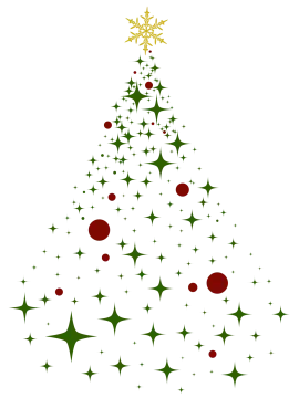 a christmas tree with red and green stars