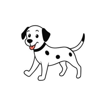 a black and white dog with its tongue sticking out