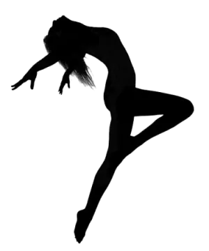 a black and white silhouette of a woman dancing