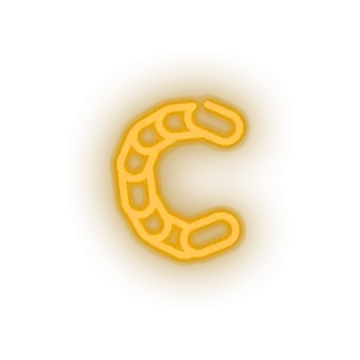 the letter c is made up of a yellow snake